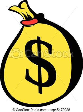 349x470 Money Bag With Dollar Sign Icon, Icon Cartoon. Money Bag With