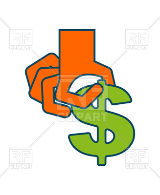 327x400 Take Profit Money. Hand And Dollar. Vector Image Vector Artwork