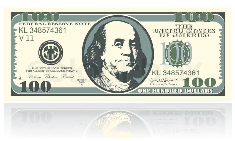 800x480 A Note Is One Hundred Dollars Vector Illustration Stock Vector