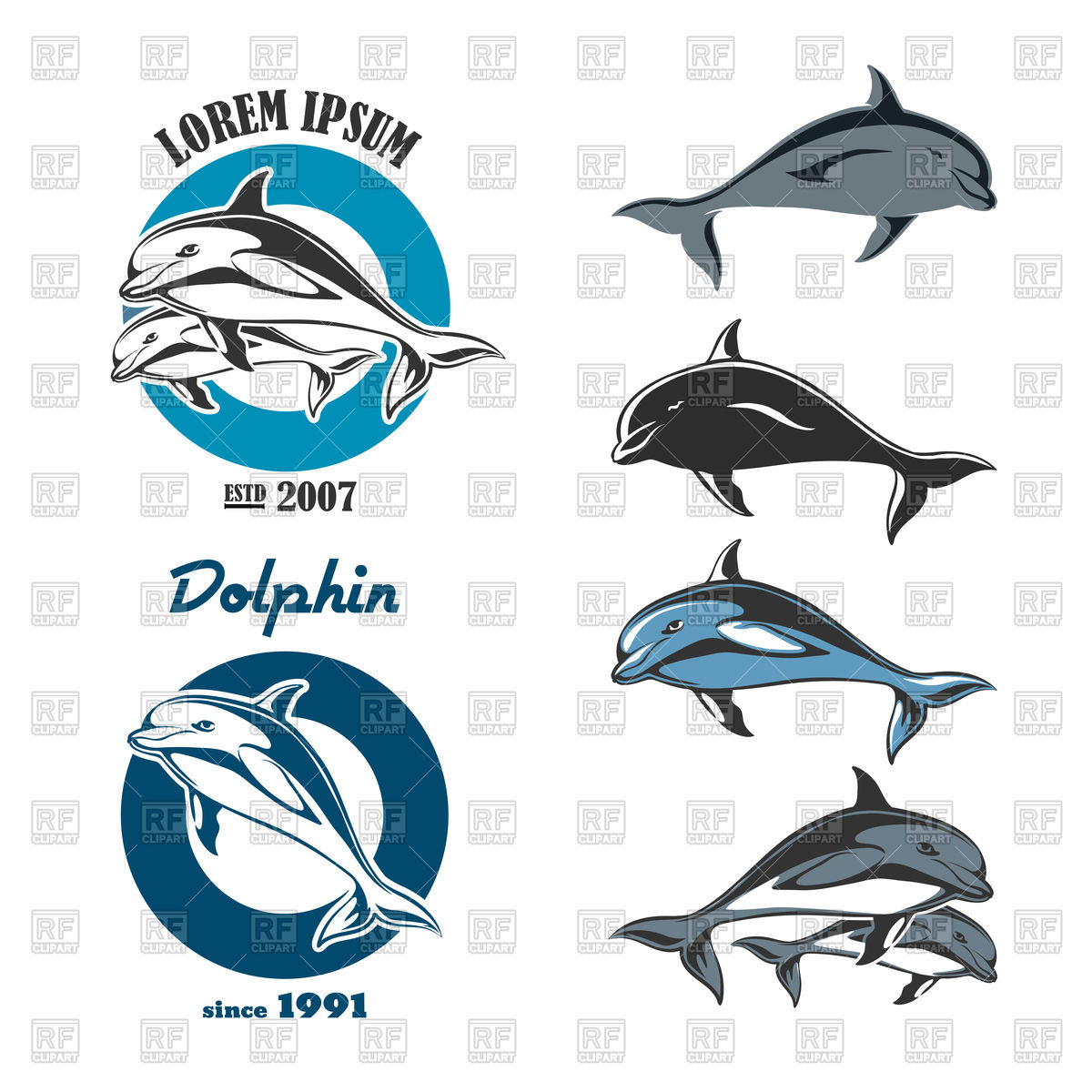 1200x1200 Set Of Emblems Of Dolphin Vector Image Vector Artwork Of Plants