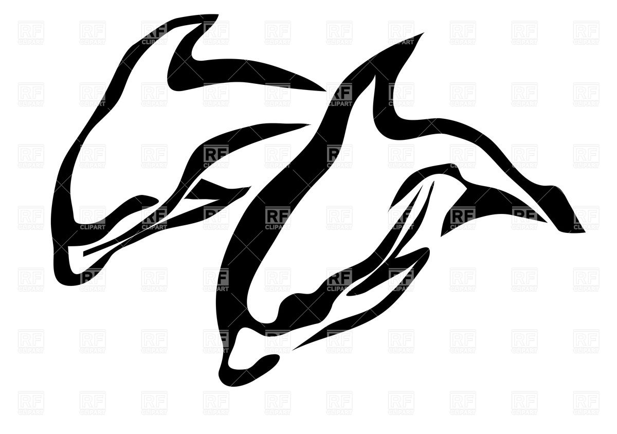 1200x844 Silhouette Of Two Jumping Dolphins Vector Image Vector Artwork