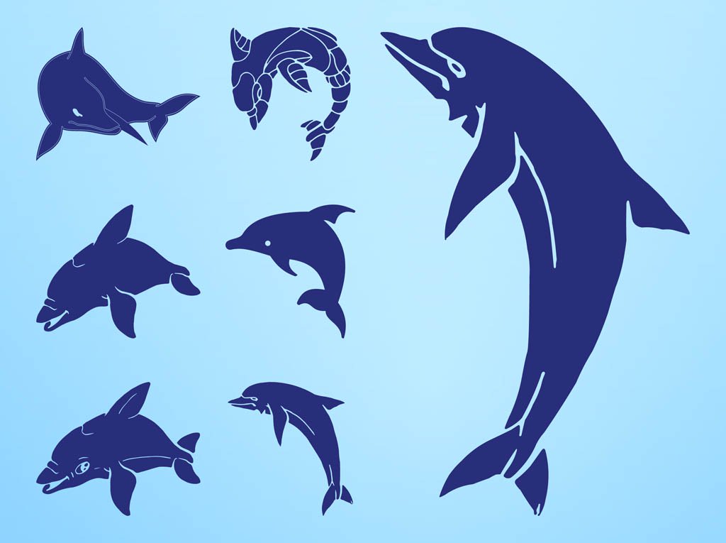 1024x765 Dolphin Silhouettes Set Vector Art Amp Graphics