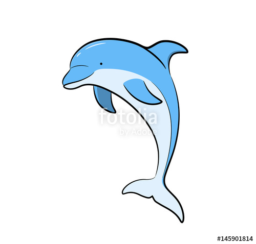500x478 Dolphin Vector Cartoon, A Hand Drawn Vector Cartoon Illustration