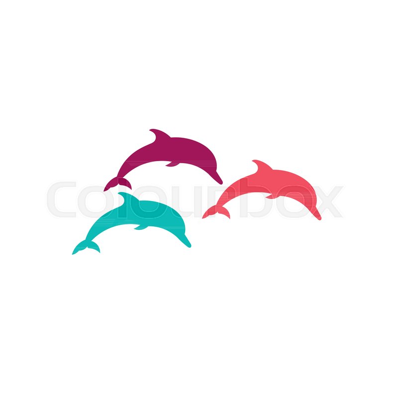 800x800 Three Dolphins Vector Silhouette On A White Background. Stock