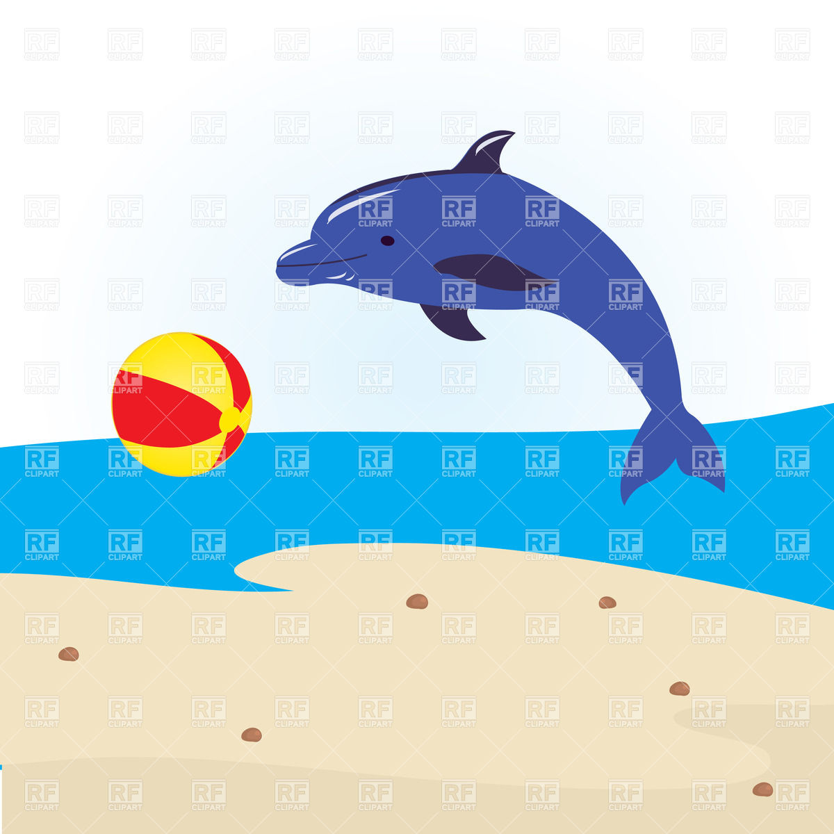 1200x1200 Sea Beach And Jumping Dolphin Vector Image Vector Artwork Of