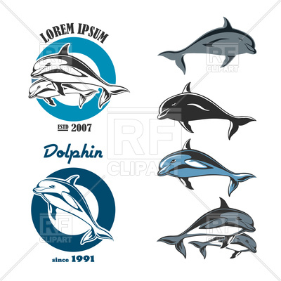 400x400 Set Of Emblems Of Dolphin Vector Image Vector Artwork Of Plants