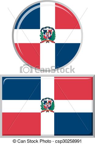 312x470 Dominican Republic Round And Square Icon Flag. Vector Illustration