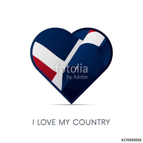 500x500 Dominican Republic Flag In Heart. I Love My Country. Sign. Vector