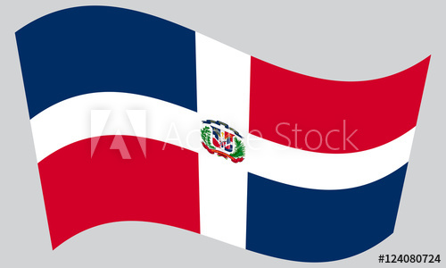 500x300 Dominican Republic Flag Waving On Gray Background