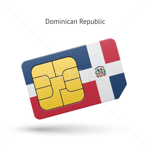 600x600 Dominican Republic Mobile Phone Sim Card With Flag. Vector