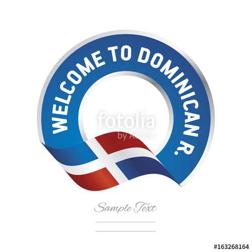 500x500 Welcome To Dominican Republic Flag Blue Label Logo Icon Stock