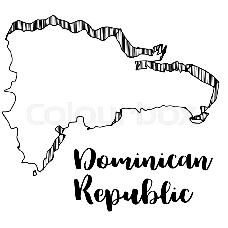 800x800 Hand Drawn Of Dominican Republic Map, Vector Illustration Stock