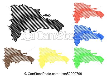 450x319 Dominican Republic Map Vector Illustration, Scribble Sketch
