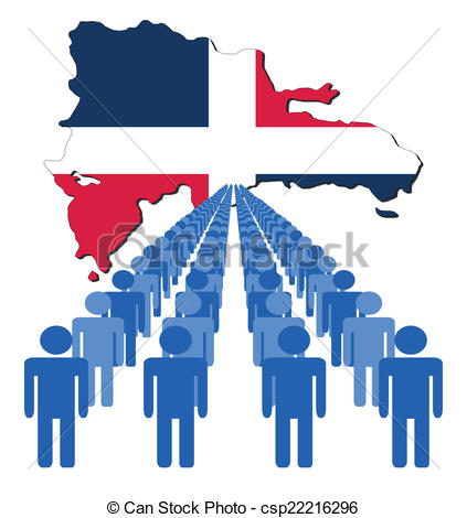 423x470 Lines Of People With Dominican Republic Map Flag Vector Illustration.