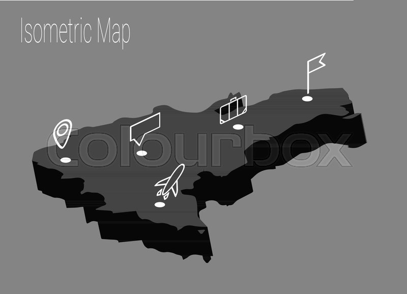 800x578 Map Dominican Republic Isometric Concept. 3d Flat Illustration Of