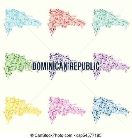 450x470 Vector Dotted Colourful Map Of Dominican Republic . Set Of