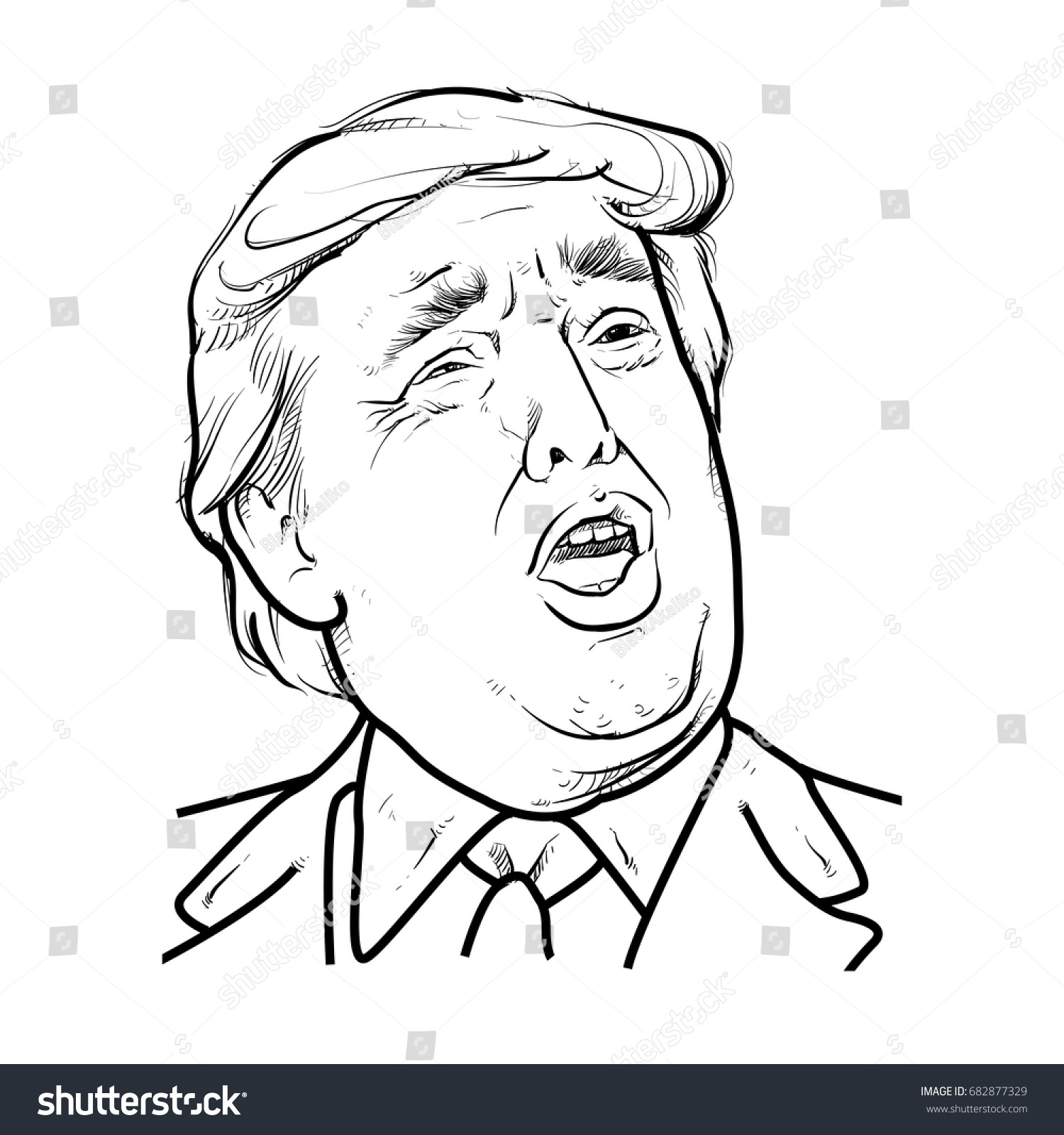 1500x1600 Collection Of Donald Trump Drawing Outline High Quality