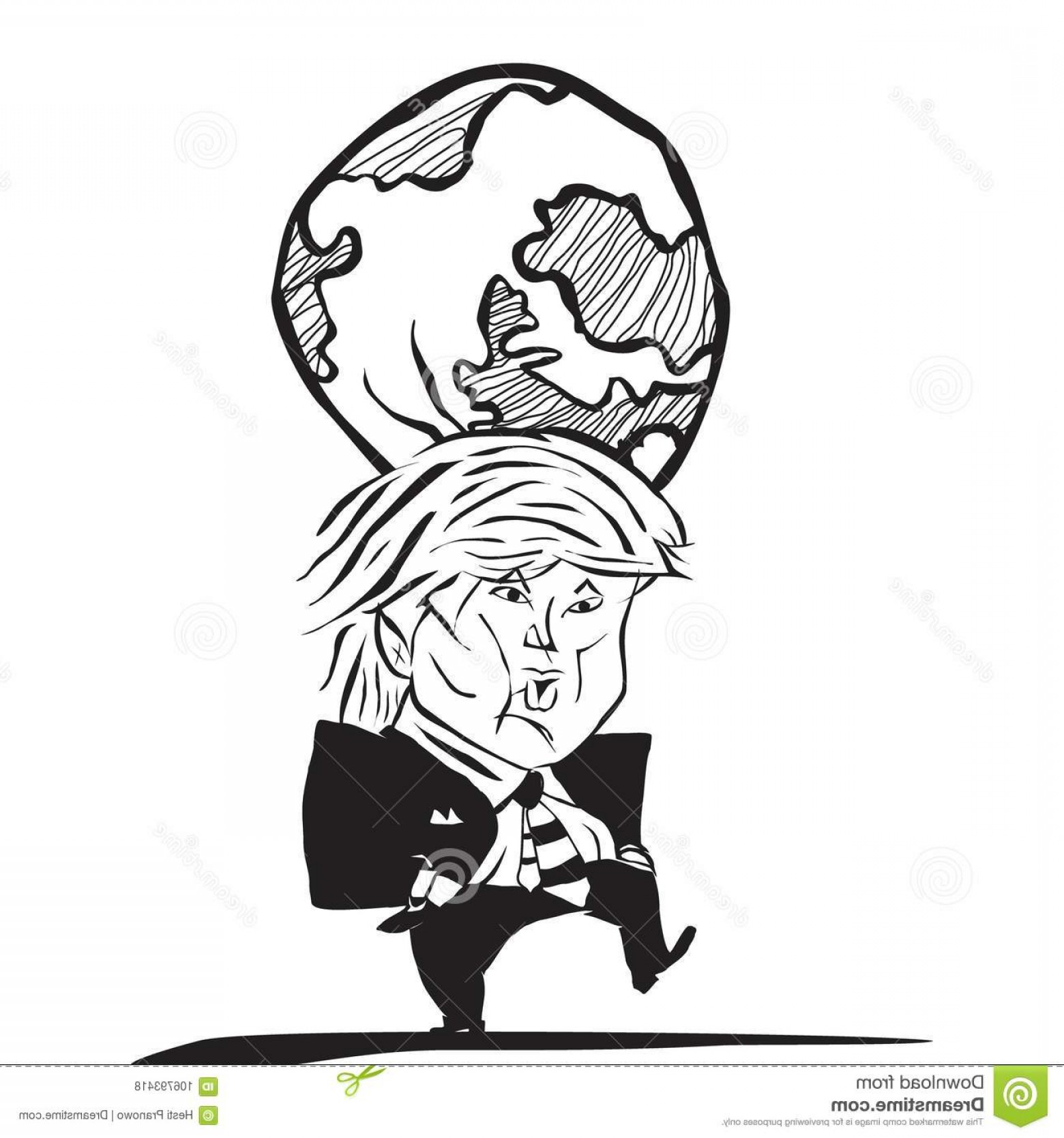1560x1668 Vector Abstract Caricature Donald Trump World His Head Trump