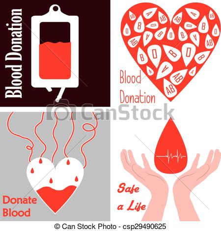450x470 Blood Donation. Set Of Images With Different Elements For Blood