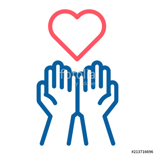 500x500 Empty Hands Receiving Red Heart Icon. Accepting Love, Help