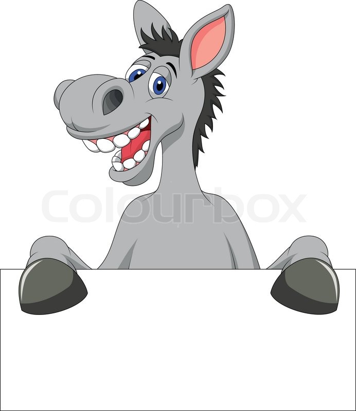 692x800 Donkey Cartoon With Blank Sign Stock Vector Colourbox