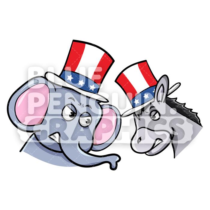700x700 Fighting Elephant And Donkey Vector Cartoon Clipart Illustration
