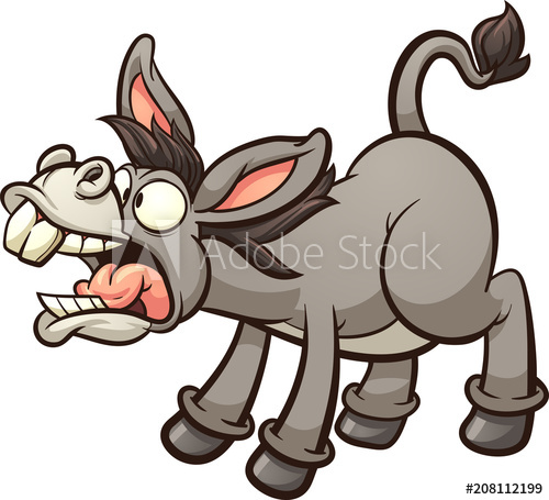 500x455 Braying Cartoon Donkey. Vector Clip Art Illustration With Simple