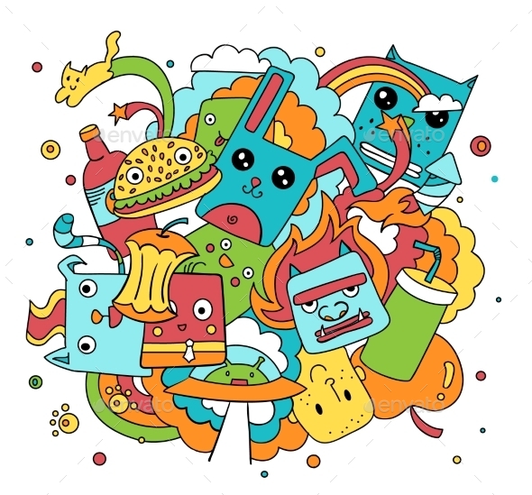 590x549 Funny Doodle Vector Illustration By Olga Km Graphicriver