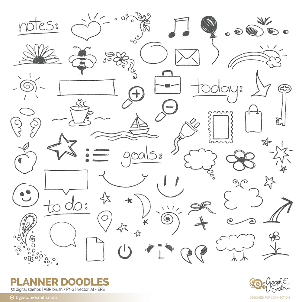 1000x1000 Planner Doodle Vector, Brushes And Overlays Byjacquiesmith