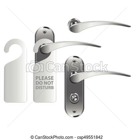 450x470 Door Handle With Hotel Hanger Isolated On White Vector. Door