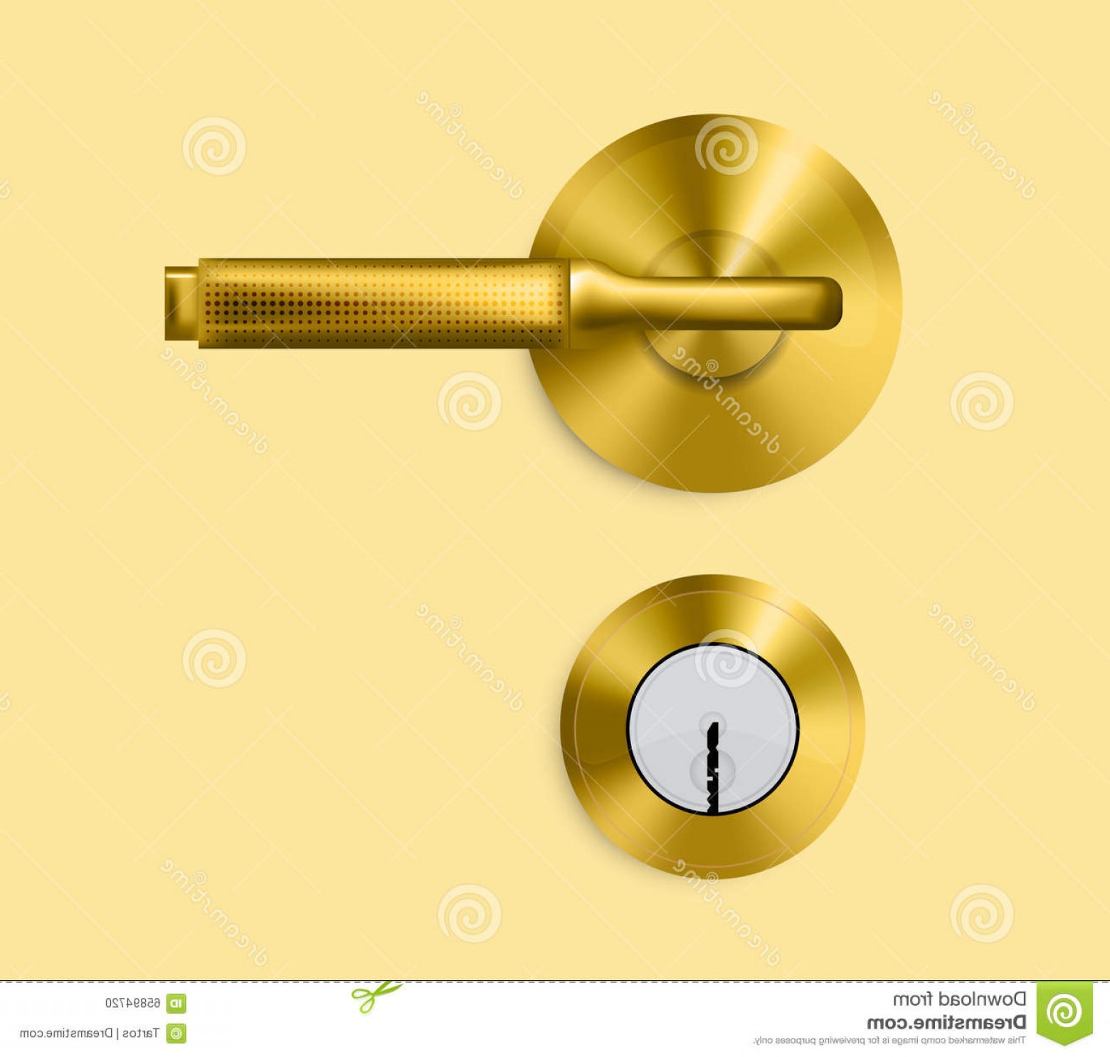 1560x1485 Stock Illustration Gold Door Handle Door Lock Vector Illustration