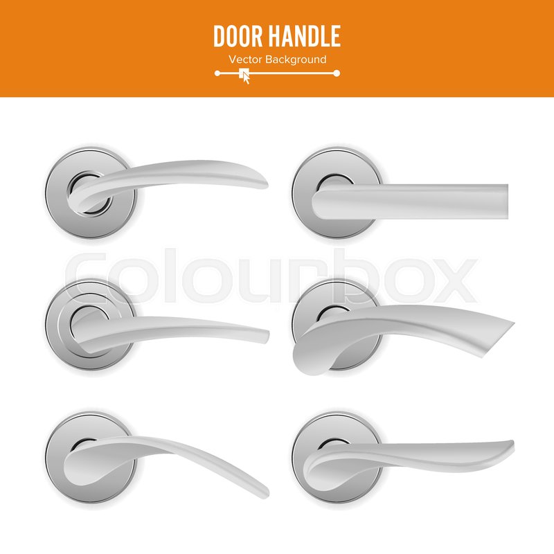 800x800 Door Handle Vector. Set Realistic Classic Element Isolated On