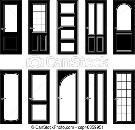 450x434 Set Of Black Door Icons, Vector Illustration.