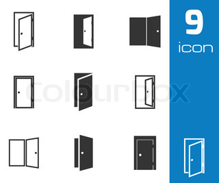 320x267 Vector Black Door Icons Set On White Background Stock Vector