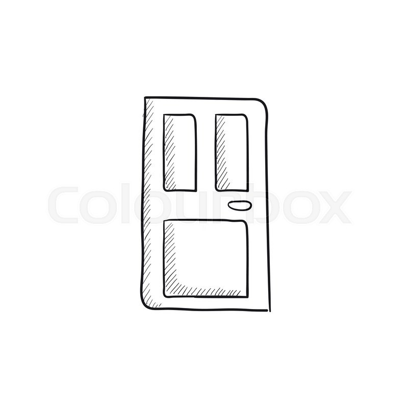 800x800 Front Door Vector Sketch Icon Isolated On Background. Hand Drawn