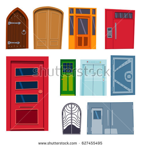 450x470 House Door Vector With Door Icons Flat Stock 25463
