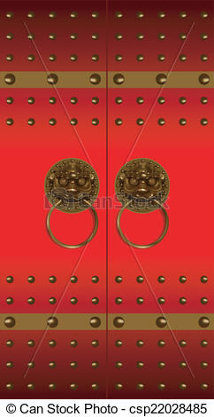 242x470 Red Chinese Door. Traditional Chinese Doors And Door Knockers, Art