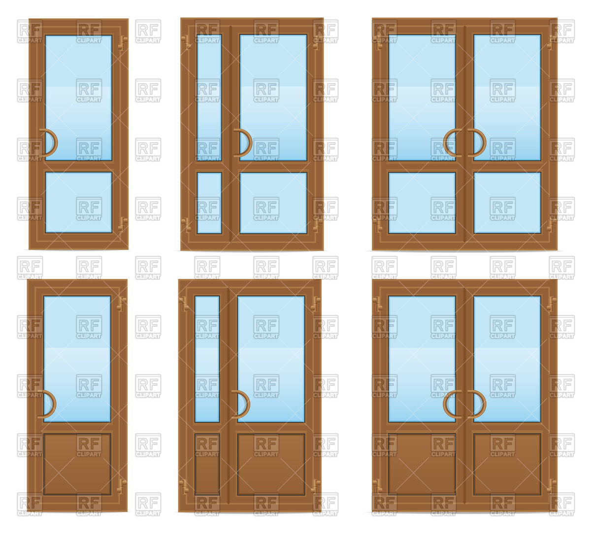 1200x1086 Brown Single Leaf And Plastic Double Doors Vector Image Vector