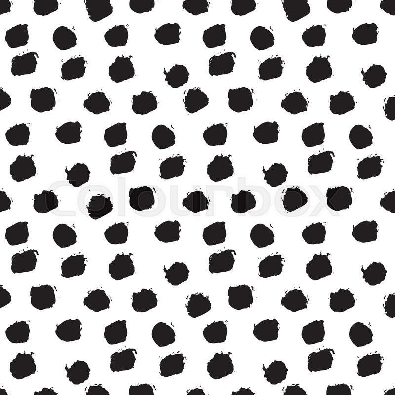 800x800 Seamless Ink Brush Painted Polka Dot Pattern. Vector Illustration