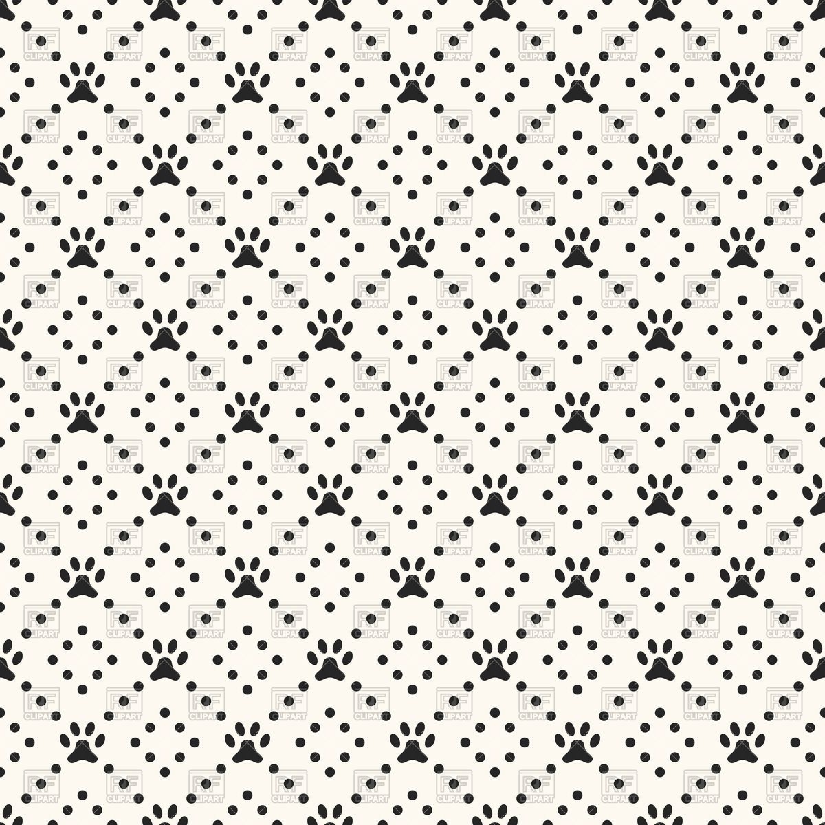 1200x1200 Seamless Pattern Animal Paw Print And Dot Vector Image Vector