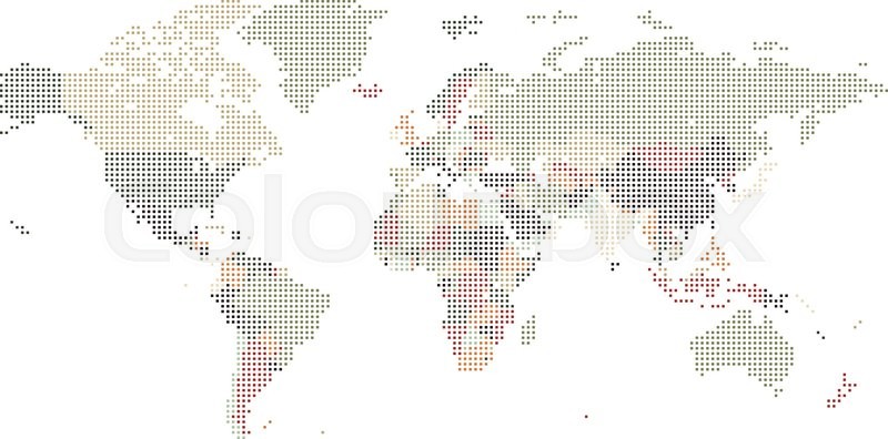800x396 Dotted World Map Of Square Dots On White Background. Vector