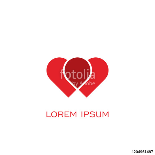 500x500 Heart Logo, Double Heart Vector Icon, With Red Color. Stock Image