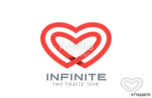 500x324 Double Looped Infinity Hearts Logo Design Vector Stock Image And