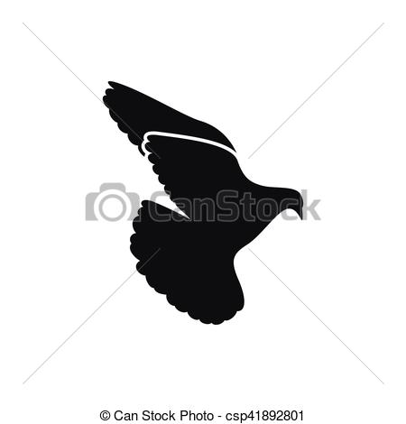 450x470 Simple Black One Single Peace Dove Pigeon Icon Style On White.