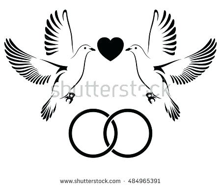 450x380 Two Doves Flying With Wedding Rings Dove Icon Vector Art Image