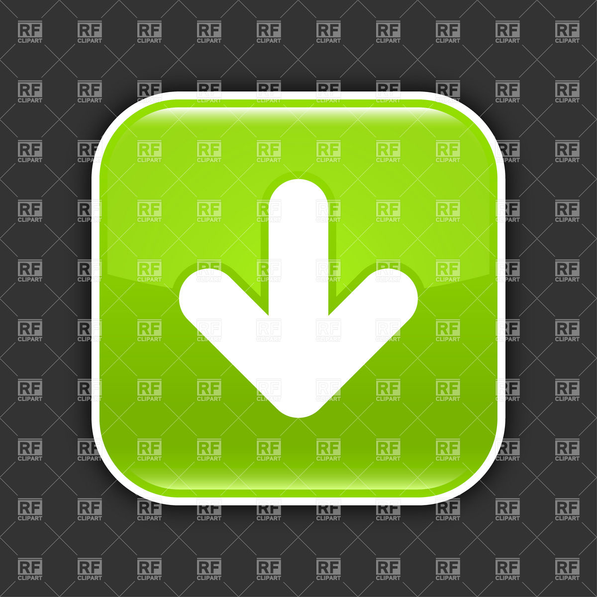 1200x1200 Glossy Green Download Button With White Arrow Vector Image