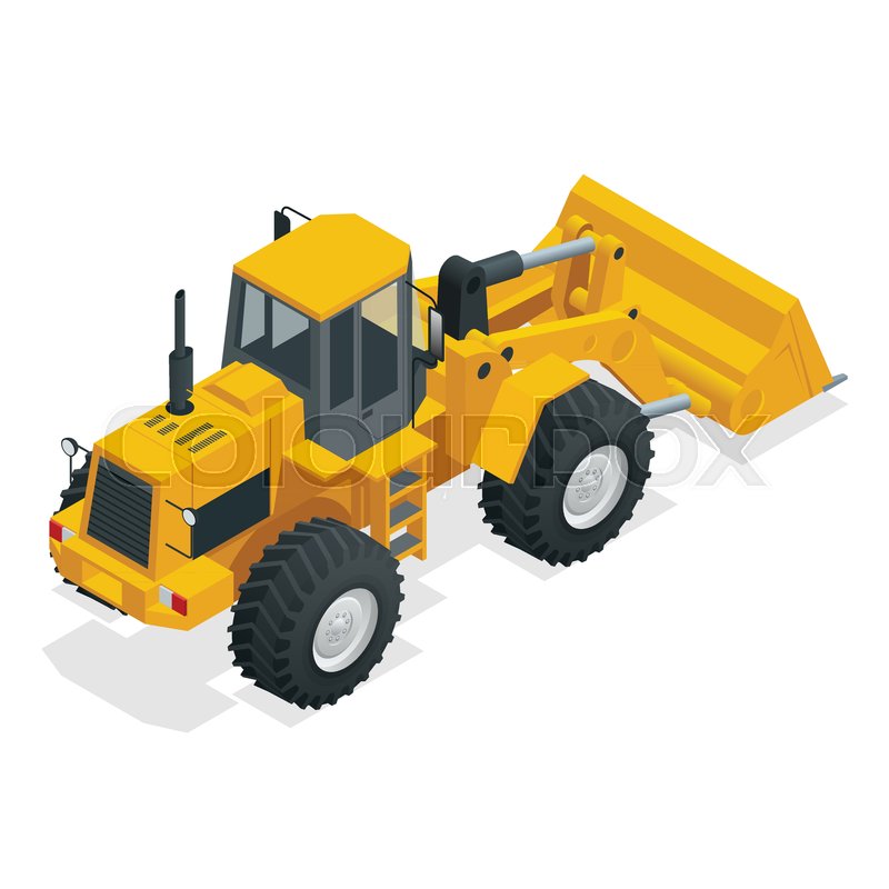 800x800 Isometric Vector Illustration Yellow Bulldozer Tractor