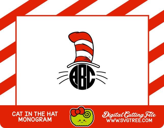 644x506 Cat In The Hat Svg Dr Seuss Monogram Shirt Design Svg Files Vector