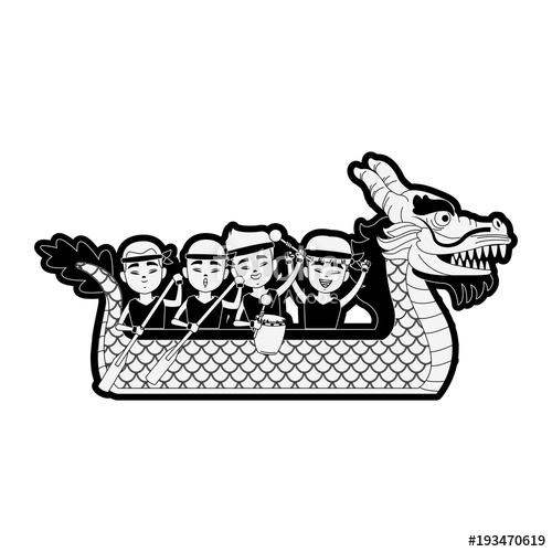 500x500 Chinese People On Dragon Boat Icon Vector Illustration Graphic