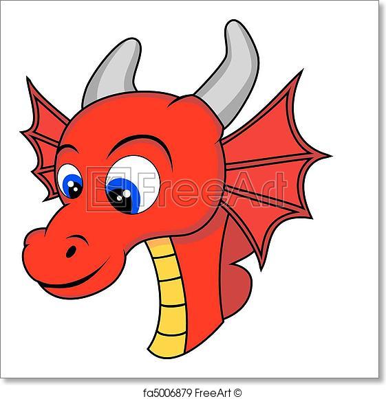561x581 Free Art Print Of Cute Dragon Head . Vector Illustration Of A Cute